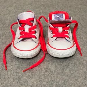 Converse double tongue white, pink and purple